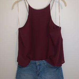 Maroon diamond straps top
